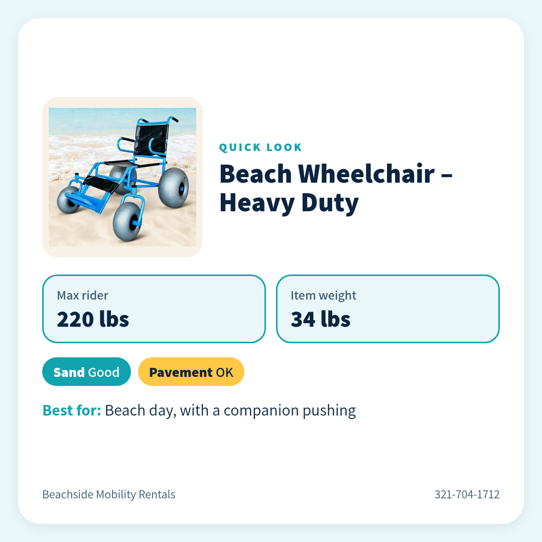 Beach Wheelchair – Heavy Duty quick stats